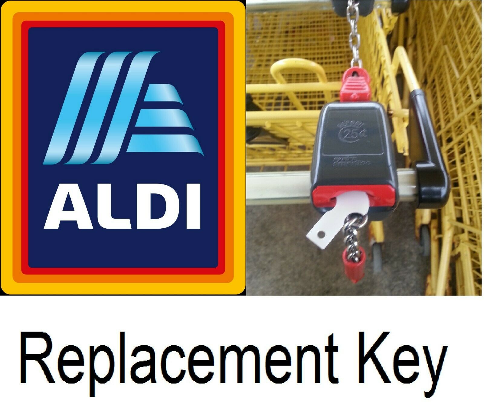 Replacement Aldi Quarter Coin Key Unlock Shopping Cart Removable Reusable